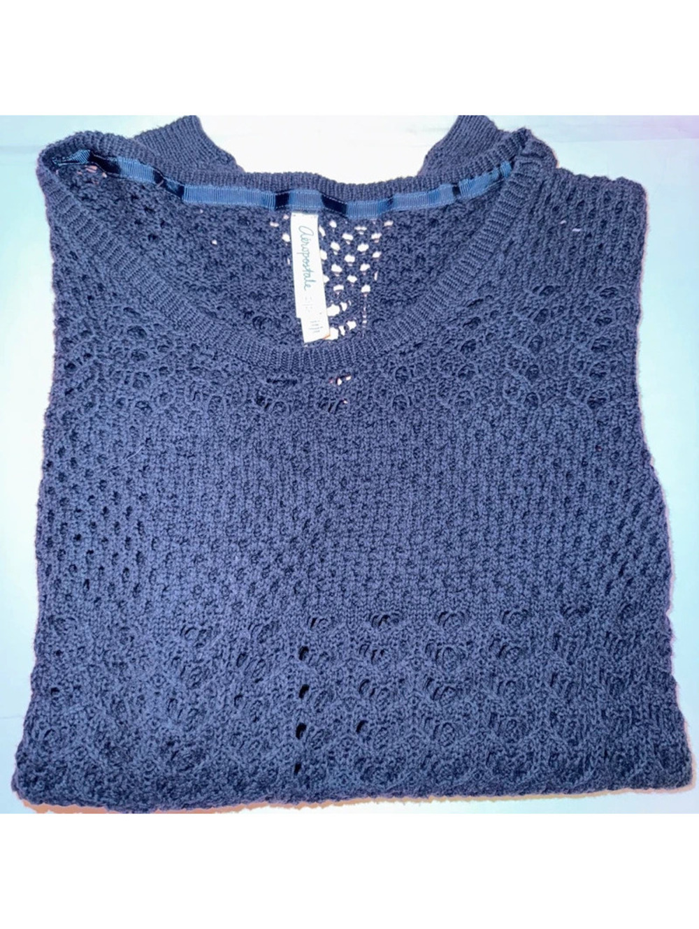 Aéropostale Open-Knit Pointelle Cropped Sweater [COPY]